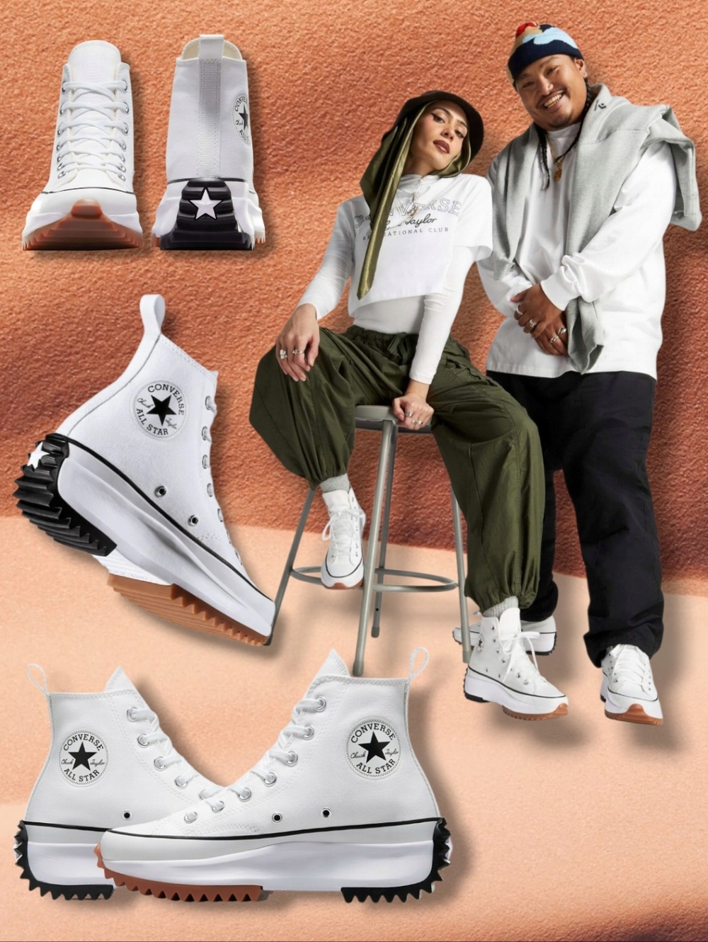 Converse White Run Star Hike High Top Platform Sneakers Unisex
